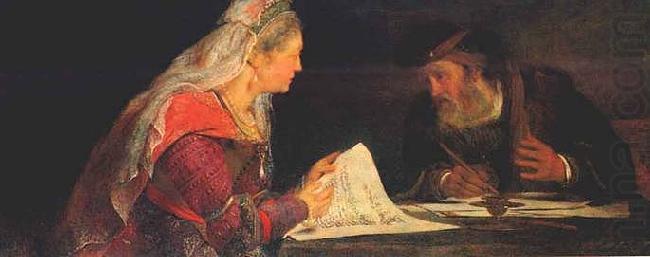 Esther and Mordechai writing, Aert de Gelder